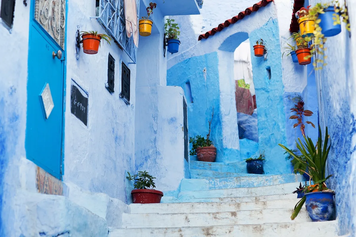 The blue-washed town of Chefchaouen in Morocco's Rif mountains, four hours by road from Fes