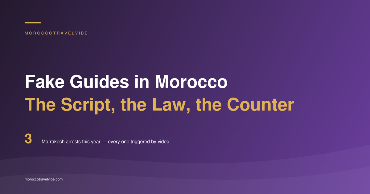 Fake guides in Morocco: the script, the badge law, and the three 2026 Marrakech arrests