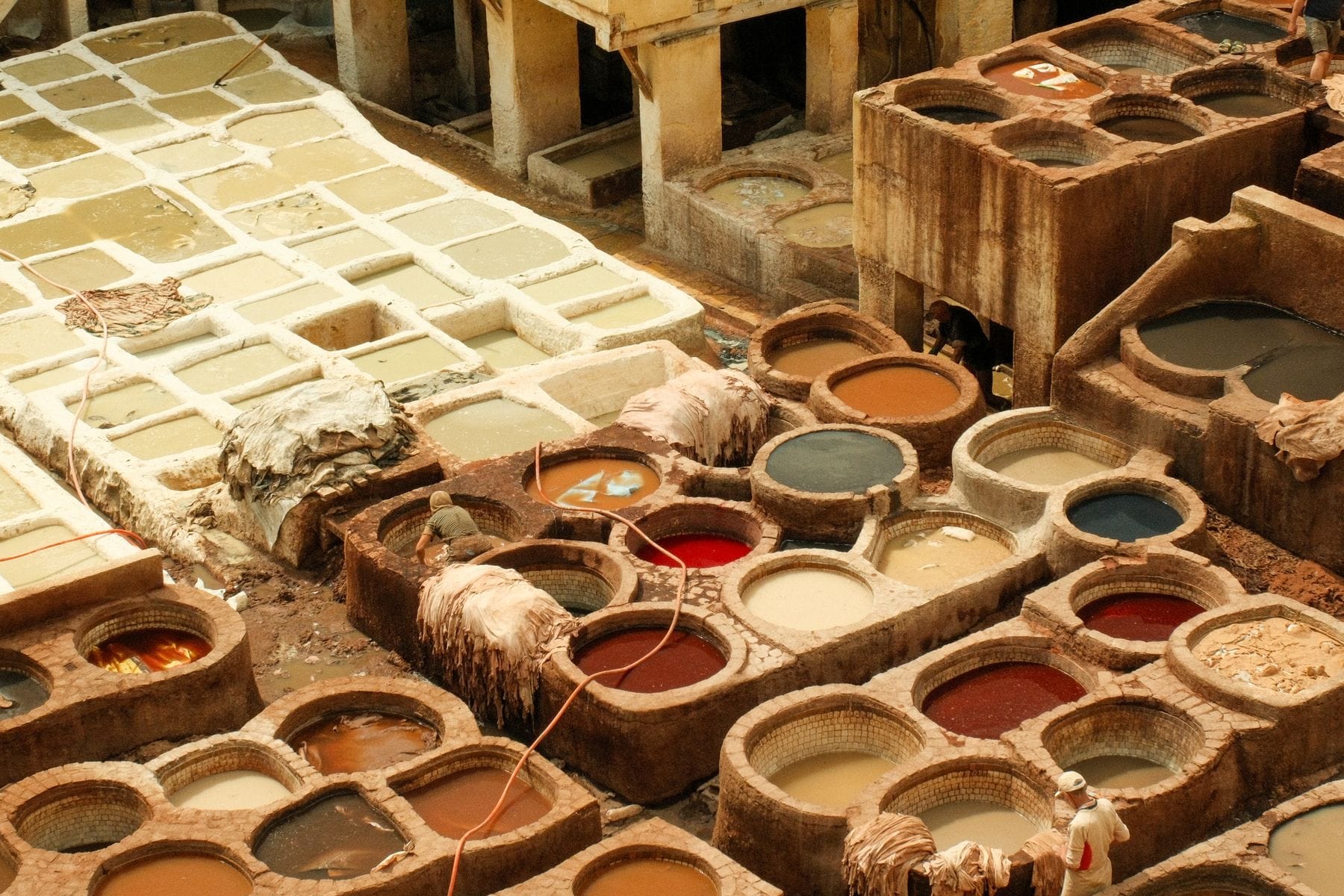 Aerial view over the Fes tanneries