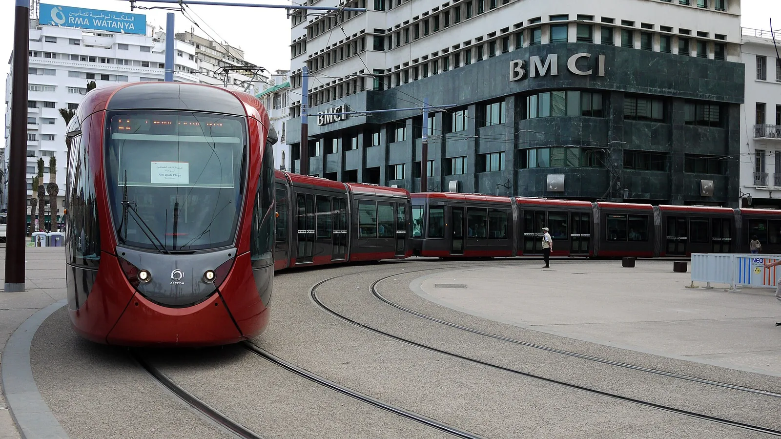 A tram on the Casablanca network, one of two Moroccan cities with a modern tramway