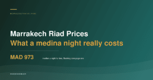 Marrakech riad prices: MAD 973 is the median night for two on Booking.com page one in the medina