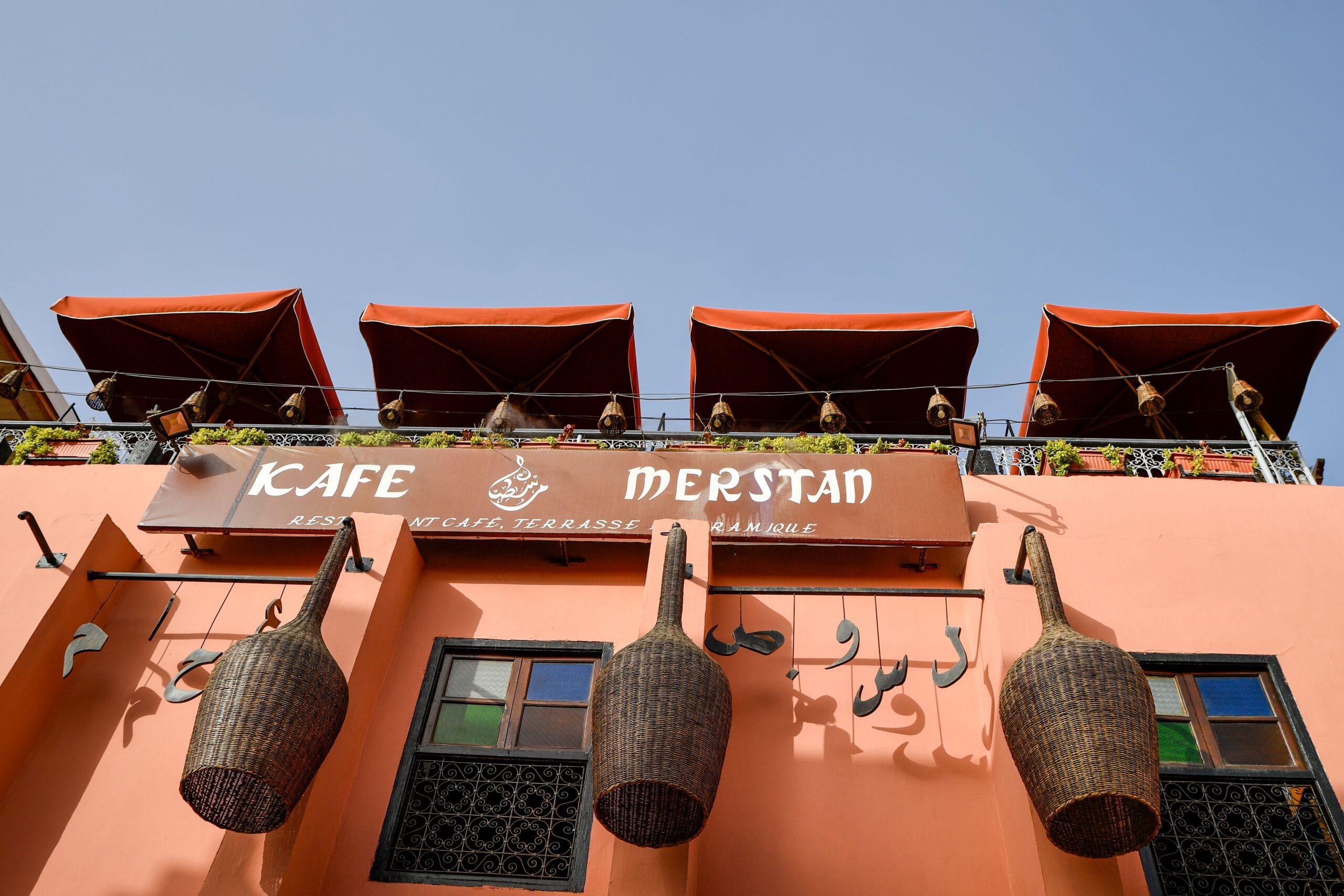 A rooftop café terrace in the Marrakech medina, the kind of place long-stay remote workers actually work from
