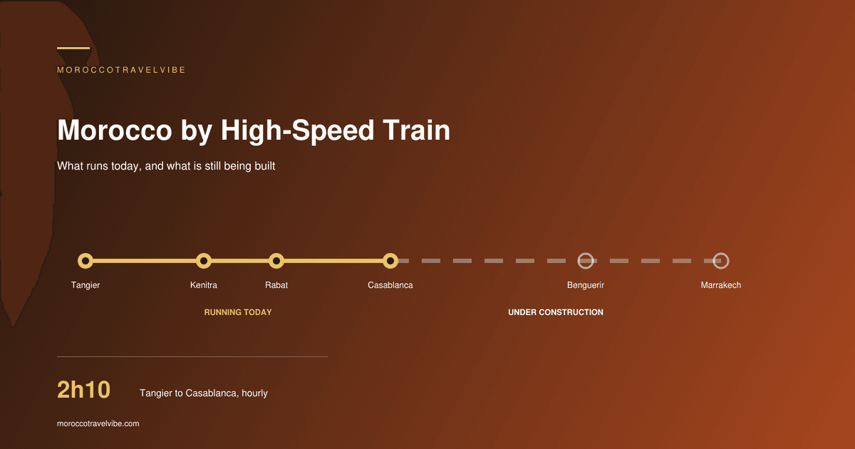 Morocco high-speed train route map: Al Boraq covers Tangier to Casablanca in 2 hours 10 minutes, hourly
