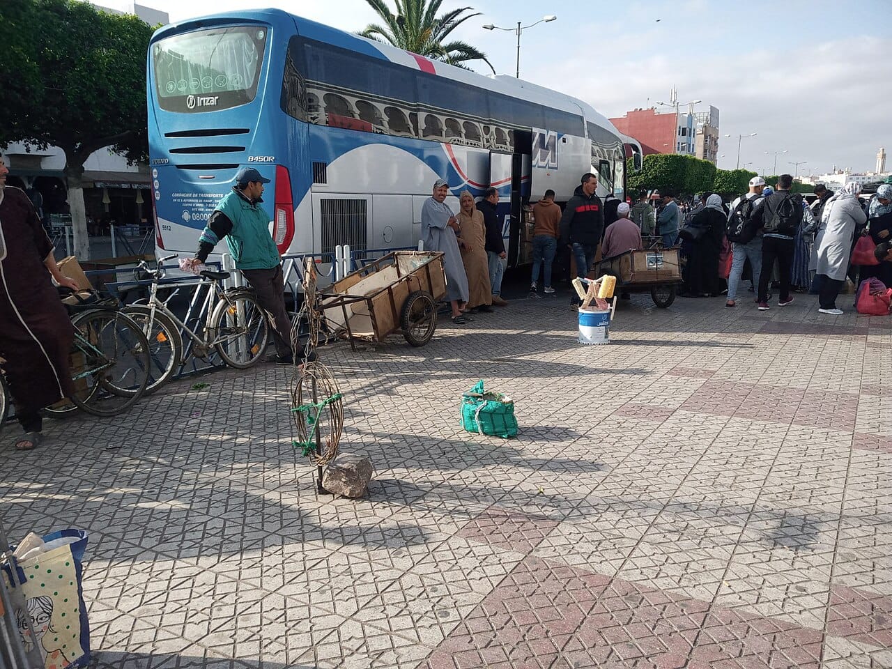 A CTM intercity coach at a Moroccan bus stop
